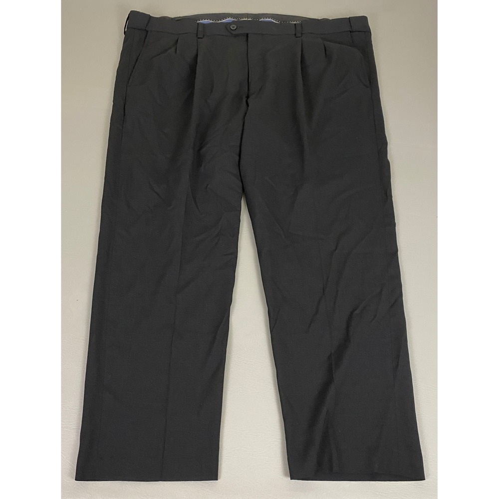 GS Perfect Fit Dress Pants Men's Size 48x30 Black Pleated Classic Fit Business
